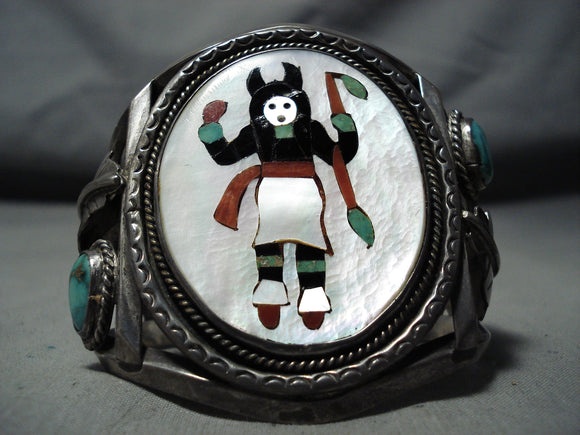 Native American Mongo Vintage Navajo Carico Lake Turquoise Sterling Silver Bracelet-Nativo Arts