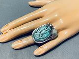 Native American Most Intricate Chief Turquoise Head Sterling Silver Ring-Nativo Arts