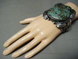 Native American Museum Vintage Intense Spiderweb Turquoise Sterling Silver Bracelet-Nativo Arts