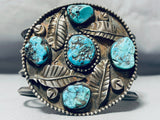 Native American Navajo Leaf Garden Vintage Turquoise Sterling Silver Bracelet-Nativo Arts