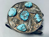 Native American Navajo Leaf Garden Vintage Turquoise Sterling Silver Bracelet-Nativo Arts