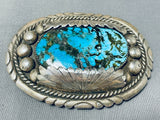 Native American One Of Best Vintage Zuni Robert Bernice Leekya Turquoise Stelring Silver Buckle-Nativo Arts
