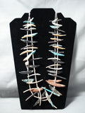 Native American One Of Finest Vintage Santo Domingo Turquoise Sterling Silver Fetish Necklace-Nativo Arts