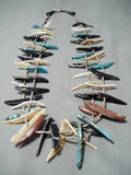 Native American One Of Finest Vintage Santo Domingo Turquoise Sterling Silver Fetish Necklace-Nativo Arts