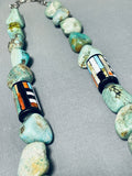 Native American One Of Most Unique Ever Santo Domingo Green Turquoise Sterling Silver Necklace-Nativo Arts