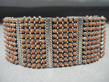 Native American One Of The Best Ever Coral Snake Eyes Sterling Silver Bracelet- 250 Corals!!-Nativo Arts