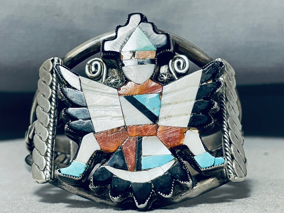 Native American One Of The Best Ever Vintage Navajo Kachina Turquoise Sterling Silver Bracelet-Nativo Arts