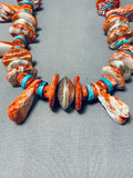Native American One Of The Best Ever Vintage Navajo Spiny Oyster Sterling Silver Necklace-Nativo Arts