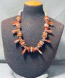 Native American One Of The Best Ever Vintage Navajo Spiny Oyster Sterling Silver Necklace-Nativo Arts