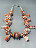Native American One Of The Best Ever Vintage Navajo Spiny Oyster Sterling Silver Necklace-Nativo Arts