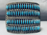 Native American One Of The Best Ever Vintage Zuni Needlepoint Turquoise Sterling Silver Bracelet-Nativo Arts