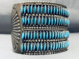 Native American One Of The Best Ever Vintage Zuni Needlepoint Turquoise Sterling Silver Bracelet-Nativo Arts