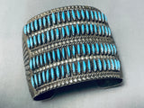 Native American One Of The Best Ever Vintage Zuni Needlepoint Turquoise Sterling Silver Bracelet-Nativo Arts
