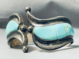 Native American One Of The Best Vintage Mexican/ Navajo Turquoise Hinge Sterling Silver Bracelet-Nativo Arts