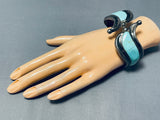 Native American One Of The Best Vintage Mexican/ Navajo Turquoise Hinge Sterling Silver Bracelet-Nativo Arts