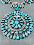 Native American One Of The Best Vintage Navajo Turquoise Sterling Silver Necklace-Nativo Arts