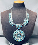 Native American One Of The Best Vintage Navajo Turquoise Sterling Silver Necklace-Nativo Arts