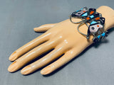 Native American One Of The Best Vintage Zuni Butterfly Turquoise Sterling Silver Bracelet-Nativo Arts
