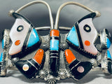 Native American One Of The Best Vintage Zuni Butterfly Turquoise Sterling Silver Bracelet-Nativo Arts
