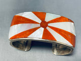 Native American One Of The Most Unique Ever Navajo Coral Sterling Silver Bracelet-Nativo Arts