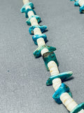 Native American Outstanding Vintage Santo Domingo Turquoise Slab Shell Cord Necklace-Nativo Arts