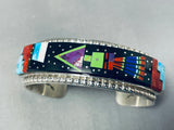 Native American Over The Top Intricacy Navcajo Turquoise Gaspeite Sterling Silver Bracelet-Nativo Arts