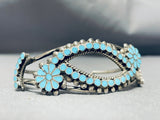 Native American Rare Dishta Turquoise Vintage Zuni Sterling Silver Bracelet Old-Nativo Arts