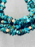 Native American Rare Hand Wrought Tubules Sterling Silver Vintage Turquoise Necklace-Nativo Arts