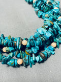Native American Rare Hand Wrought Tubules Sterling Silver Vintage Turquoise Necklace-Nativo Arts