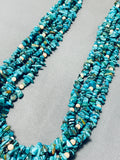 Native American Rare Hand Wrought Tubules Sterling Silver Vintage Turquoise Necklace-Nativo Arts