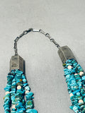 Native American Rare Hand Wrought Tubules Sterling Silver Vintage Turquoise Necklace-Nativo Arts