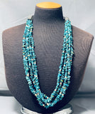 Native American Rare Hand Wrought Tubules Sterling Silver Vintage Turquoise Necklace-Nativo Arts