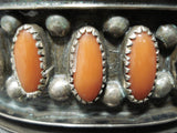 Native American Rare Vintage Singer Coral Sterling Silver Bracelet Old-Nativo Arts