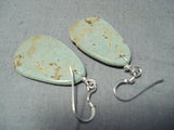 Native American Remarkable Santo Domingo Royston Turquoise Slab Sterling Silver Earrings-Nativo Arts