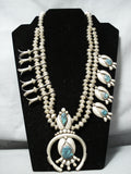 Native American Santo Domingo Sam Lovato Turquoise Sterling Silver Squash Blossom Necklace-Nativo Arts