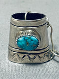 Native American Scarf Holder Joe Quinatana Vintage Cochiti Turquoise Sterling Silver-Nativo Arts