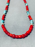 Native American Sensational Singer Signed Corals Turquoise Sterling Silver Necklace-Nativo Arts