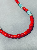 Native American Sensational Singer Signed Corals Turquoise Sterling Silver Necklace-Nativo Arts