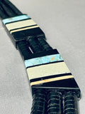 Native American Showstopper Santo Domingo Turquoise Inlay Sterling Silver Necklace-Nativo Arts