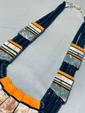 Native American Showstopper Santo Domingo Turquoise Inlay Sterling Silver Necklace-Nativo Arts