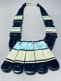 Native American Showstopper Santo Domingo Turquoise Inlay Sterling Silver Necklace-Nativo Arts