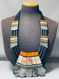 Native American Showstopper Santo Domingo Turquoise Inlay Sterling Silver Necklace-Nativo Arts