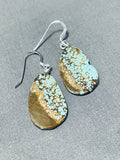 Native American Special Santo Domingo #8 Turquoise Mine Sterling Silver Earrings-Nativo Arts