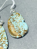 Native American Special Santo Domingo #8 Turquoise Mine Sterling Silver Earrings-Nativo Arts