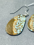 Native American Special Santo Domingo #8 Turquoise Mine Sterling Silver Earrings-Nativo Arts