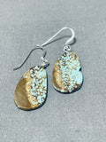 Native American Special Santo Domingo #8 Turquoise Mine Sterling Silver Earrings-Nativo Arts