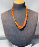 Native American Stunning Santo Domingo Chunky Coral Sterling Silver Necklace-Nativo Arts