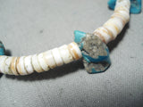 Native American Stunning Vintage Santo Domingo Old Kingman Turquoise Sterling Silver Necklace-Nativo Arts