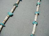Native American Stunning Vintage Santo Domingo Old Kingman Turquoise Sterling Silver Necklace-Nativo Arts