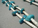 Native American Stunning Vintage Santo Domingo Turquoise White Shell Sterling Silver Necklace-Nativo Arts